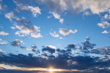 Beautiful sunset sky with amazing colorful clouds