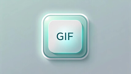 modern gif icon with gradient frosted glass effect, 3D view