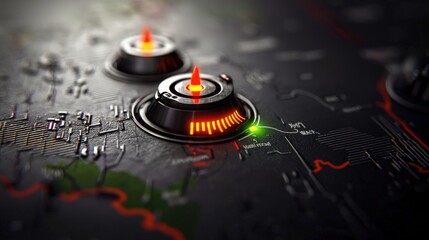 Dynamic control interface activation virtual environment digital art futuristic setting close-up view technology innovation