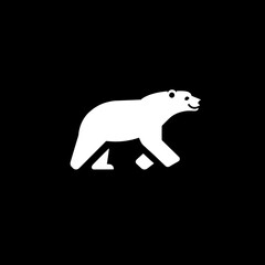 Fototapeta premium Minimalist polar bear logo design featuring negative space on black background for modern branding identity
