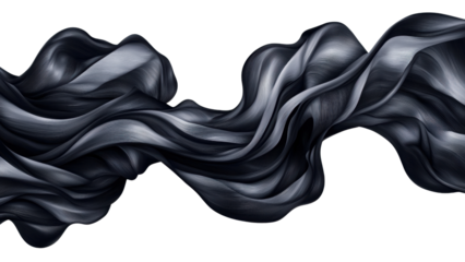 Png of A stunning flowing black silk fabric creating a sense of elegance and movement on transparent background.