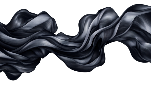 Png of A stunning flowing black silk fabric creating a sense of elegance and movement on transparent background.