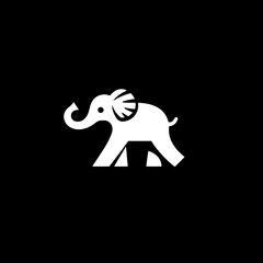 Obraz premium silhouette of elephant negative space icon logo