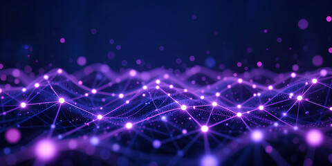 Obraz premium Vibrant Purple AI Technology Network Background Display