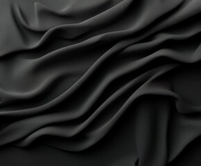 Obraz premium Stunning Black Satin Fabric: Smooth Flowing Texture and Elegant Folds for Luxury Clothing and Home Decor