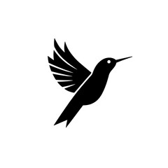 Obraz premium Minimalist logo design featuring a hummingbird silhouette in black and white for modern branding identity