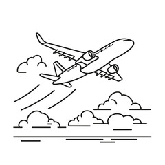 Airplane Flight Above Clouds In Black and White