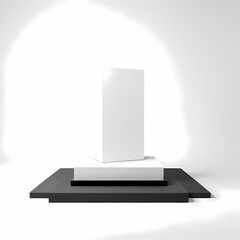 Empty podium or pedestal display on white background with box stand concept.  