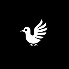 Fototapeta premium Modern minimalist logo design featuring a stylized bird in negative space on a black background