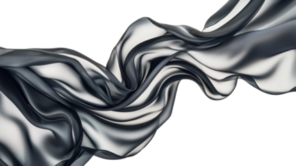 Png of Elegant flowing fabric in shades of gray and white, creating a soft, dynamic texture and visual depth on transparent background.