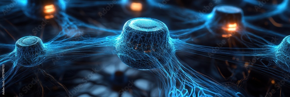 Aufkleber Futuristic digital background showcasing glowing neural connections and deep blue circuit patterns amidst a modern technology aesthetic