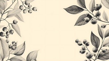 Calming illustration of red berries surrounded by autumn leaves picture