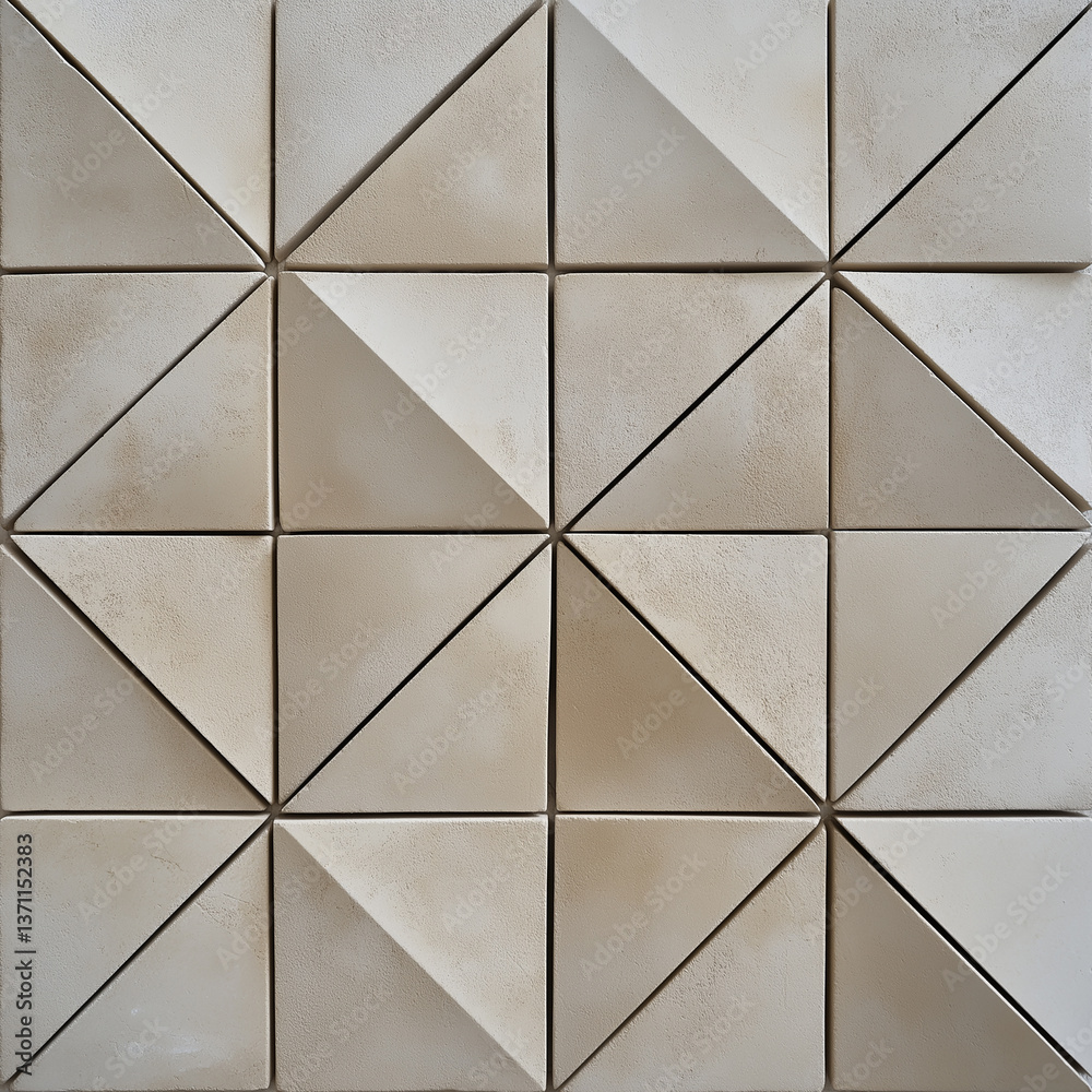 Poster beige geometric wall tiles creating modern and stylish pattern