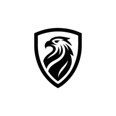 Fototapeta premium Eagle shield logo Design, Shield eagle logo, falcon or hawk head badge emblem vector icon