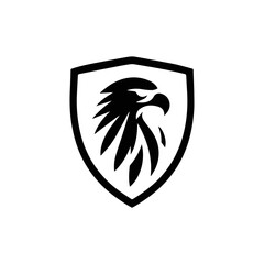 Eagle shield logo Design, Shield eagle logo, falcon or hawk head badge emblem vector icon