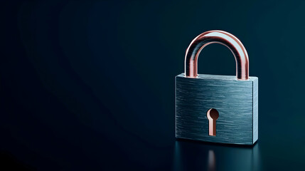 Fototapeta premium Digital 3d Metal Lock On Dark Background
