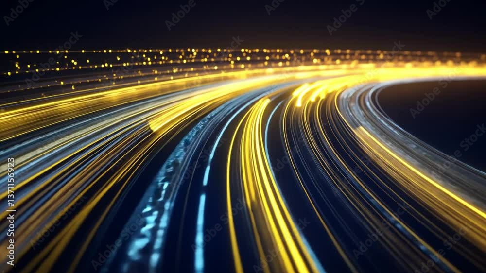 Poster abstract digital highway: dynamic light trails and data streams