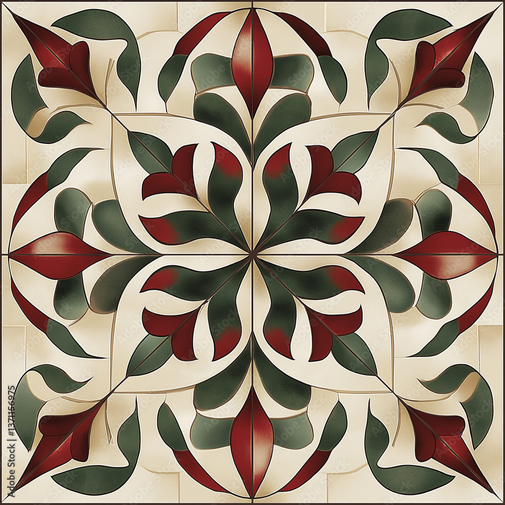 Aufkleber Square tile showing floral pattern creating a kaleidoscopic effect
