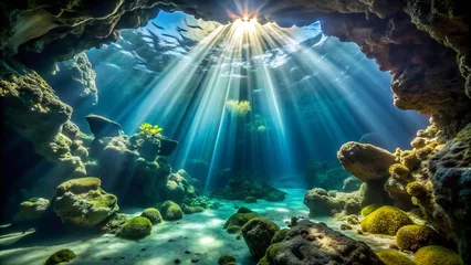 Fototapete Rund Underwater cave scene. © Anwara Begum