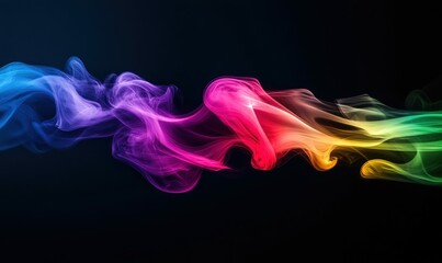 Colorful swirls of smoke blend seamlessly, creating an abstract design against a dark backdrop.