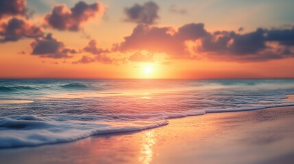Sea and sunset. Sunrise over the ocean on the horizon. Beautiful nature with a blue sky and light. Ocean and twilight lifestyle.