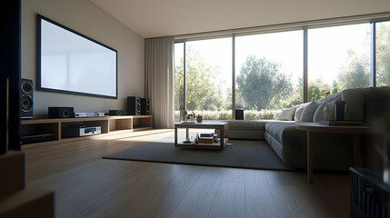Modern Minimalist Living Room With Large Windows