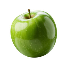 Single green apple isolated on transparent background