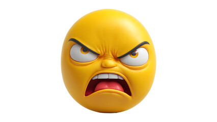 Fototapeta premium angry emoji with furrowed brows isolated on white background