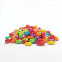 Jelly bean pile sweet candy sugar snack kids, isolated white