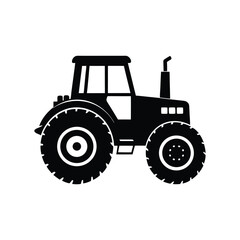Obraz premium Monochromatic Tractor: A black silhouette of a powerful tractor, an emblem of agriculture and hard work, stands in stark contrast, its details sharply defined and ready for any farming task.