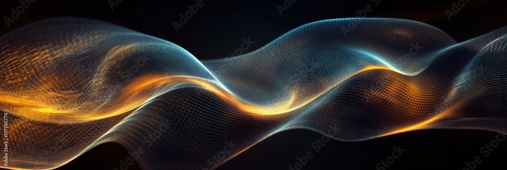 Poster Futuristic digital background with glowing soft waves showcasing modern cyber elegance in a sleek design