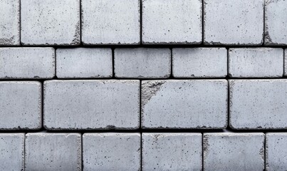 Naklejka premium An up-close view of a textured gray concrete block wall showcases its robust and simple design.