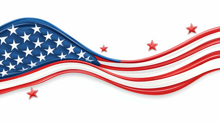 Waving American flag design with stars