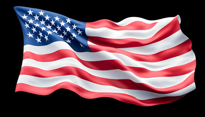 Waving American flag on black background
