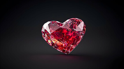 Red Gemstone Heart Shaped Polygon Design