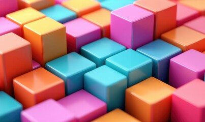 Obraz premium Close-up of assorted vibrant pastel blocks creating a playful and modern geometric pattern.