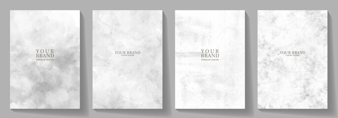 Set of premium cover design with grey stone texture for cover design, invitation, poster, flyer, wedding card, luxe invite, prestigious voucher, catalog, brochure. Luxury marble background.