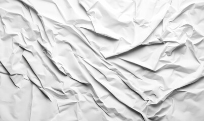 Fototapeta premium Close up of crumpled white paper, showcasing the abstract patterns of light and shadow.