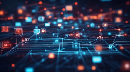 An abstract image. Graphical node of network. A network of devices connected to a network of sensors. A conceptual depiction of lifestyle a network.