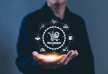 Procurement management and supply chain concept. Procurement icons related to logistics, supply...