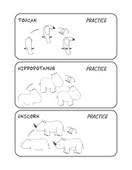 Teaching drawing to children. icon, vector, symbol, school, icons, activity sheet, cartoon, characters, doodles, toy, toys, Coloring page, drawing, draw, activity book, education