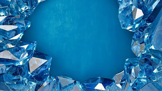 ice crystals cold stone 3d shapes copy space background ai generated video concept - Powered by Adobe