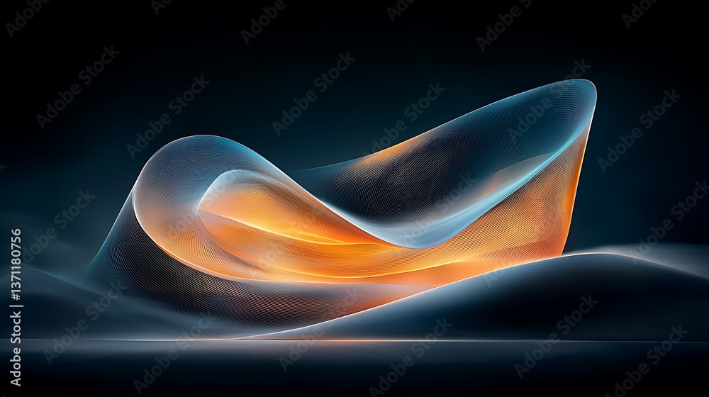 Poster abstract form with glowing lines