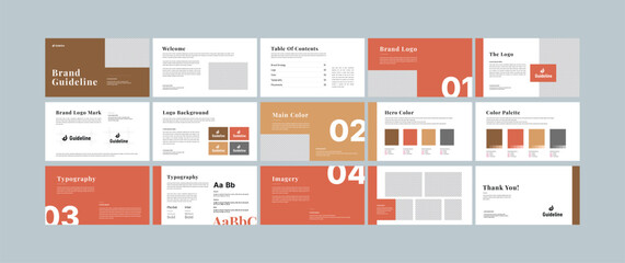 Modern Minimal Brand Guideline Layout Template. Clean Corporate Branding Style Guide Design, Professional Brand Identity Guidelines Document, Editable Brand Manual Layout for Designers