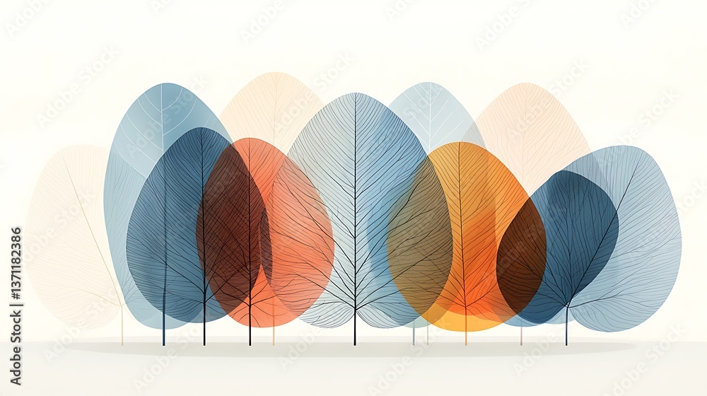 Poster abstract trees with translucent leaves