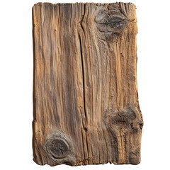 Rustic old wood plank with natural grain details against a transparent background for creative design projects, Old wood plank transparent background. Wood plank isolated on transparent background