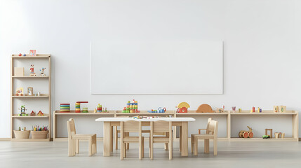 Childrens Wooden Playroom With Blank Board
