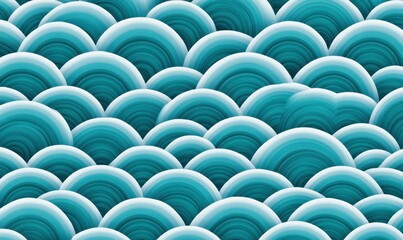 Obraz premium Beautiful wavy semicircles in shades of blue and white create a seamless, textured pattern.