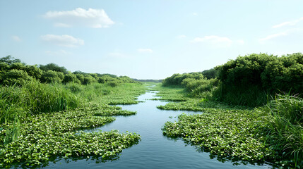 Green River Winding Through Lush Wetlands