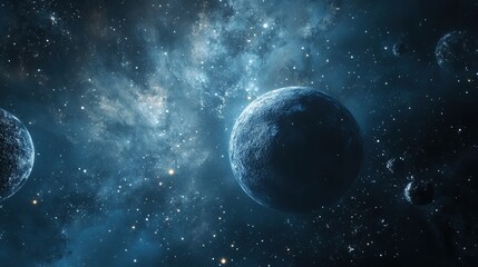 Obraz premium Cosmic expanse of distant planets and nebulae
